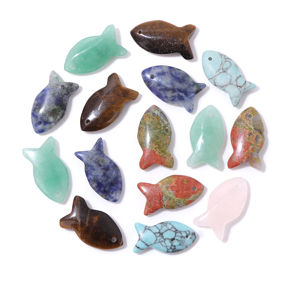 Jewelry Making Gemstones - 2 Stück Fischform Naturstein Anhänger Unakit